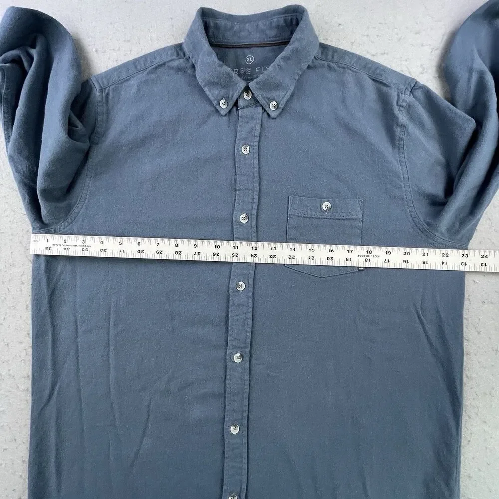 Free Fly Shirt Men's XL Blue Bamboo Cotton Blend Long Sleeve Button Up Pocket - Picture 9 of 11